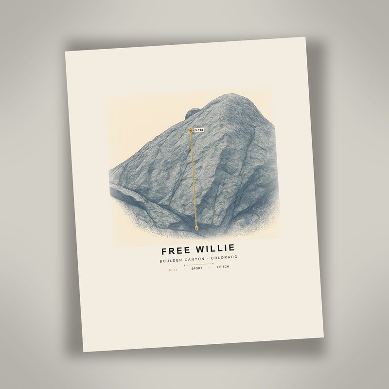 FREE WILLIE climbing route print