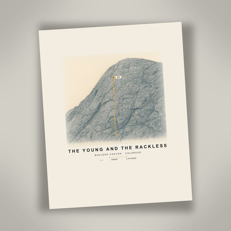 THE YOUNG AND THE RACKLESS climbing route print